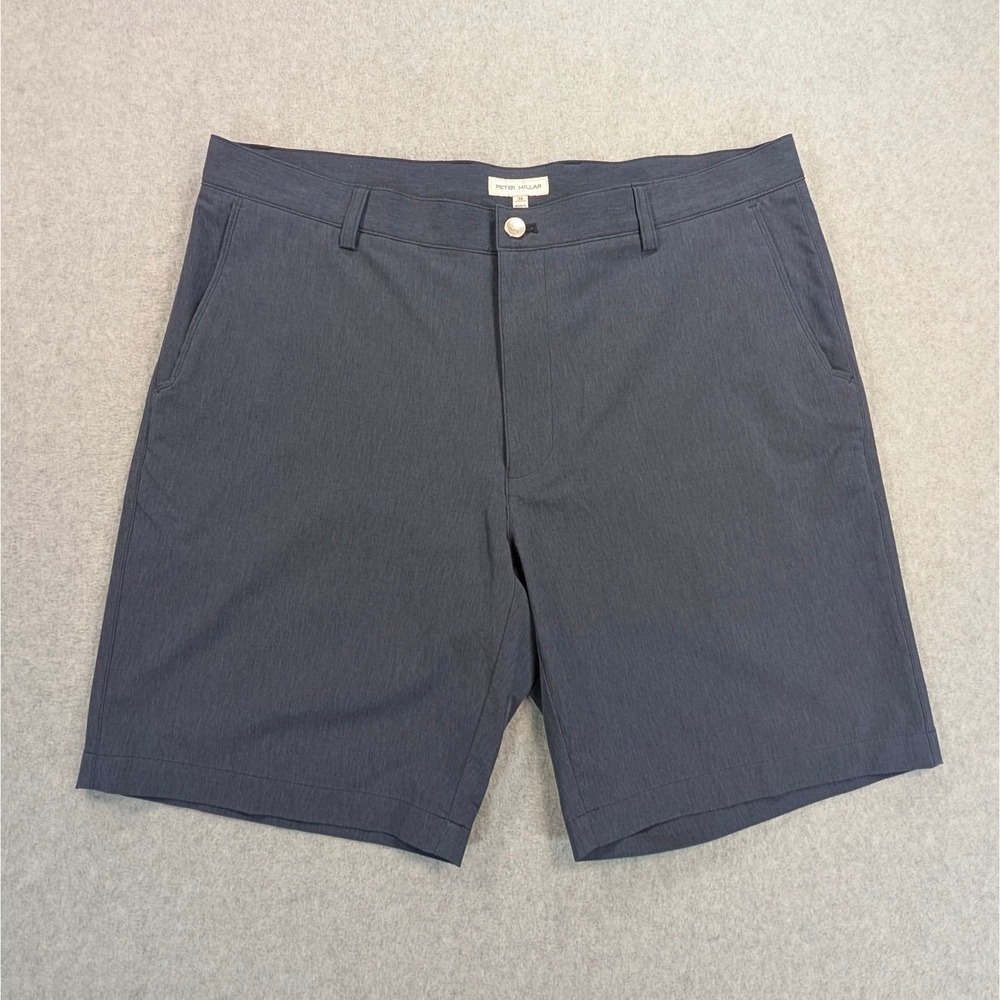 Peter Millar Shackleford Classic Fit Shorts Navy Blue Mens 36 Golf Performance